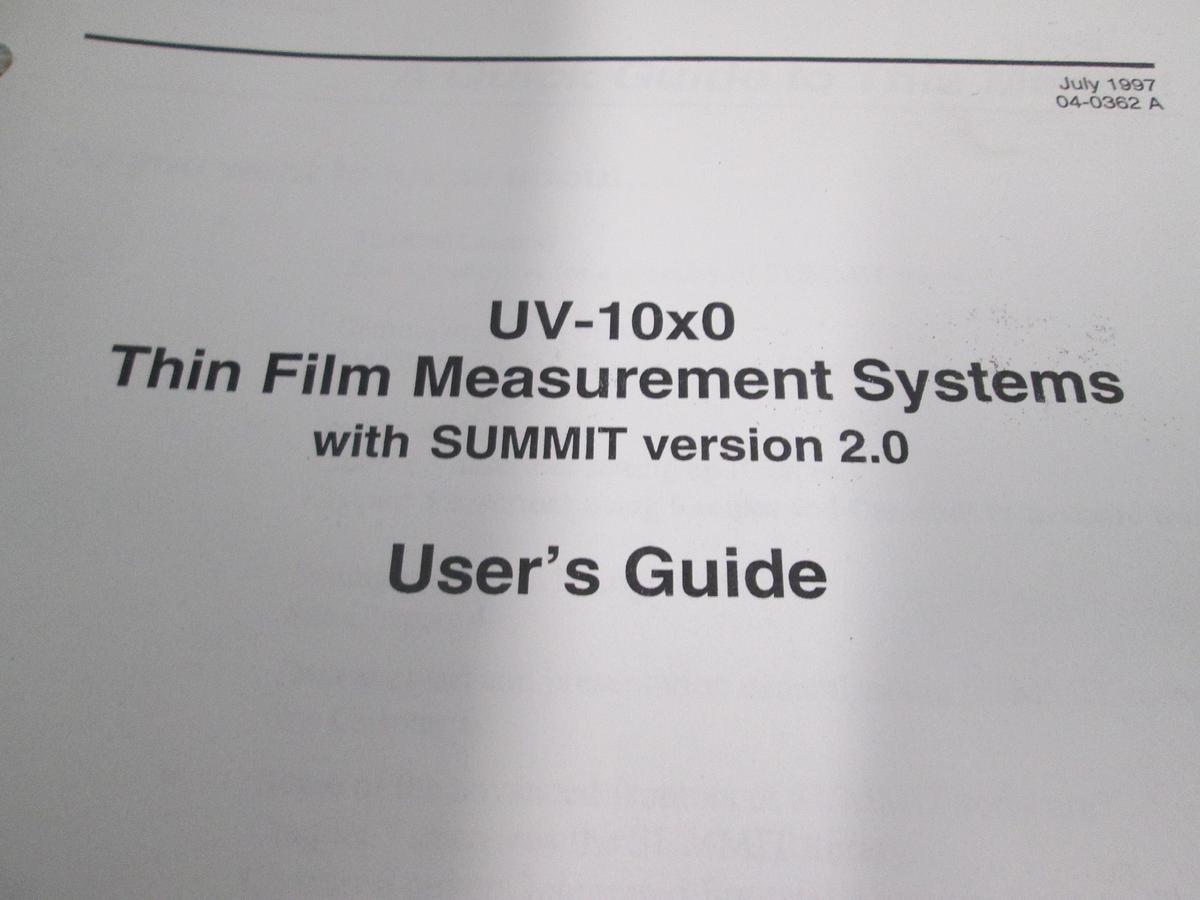 Used Tencore, UV-10x0, Thin Film Measurement Systems, User's Guide, Used