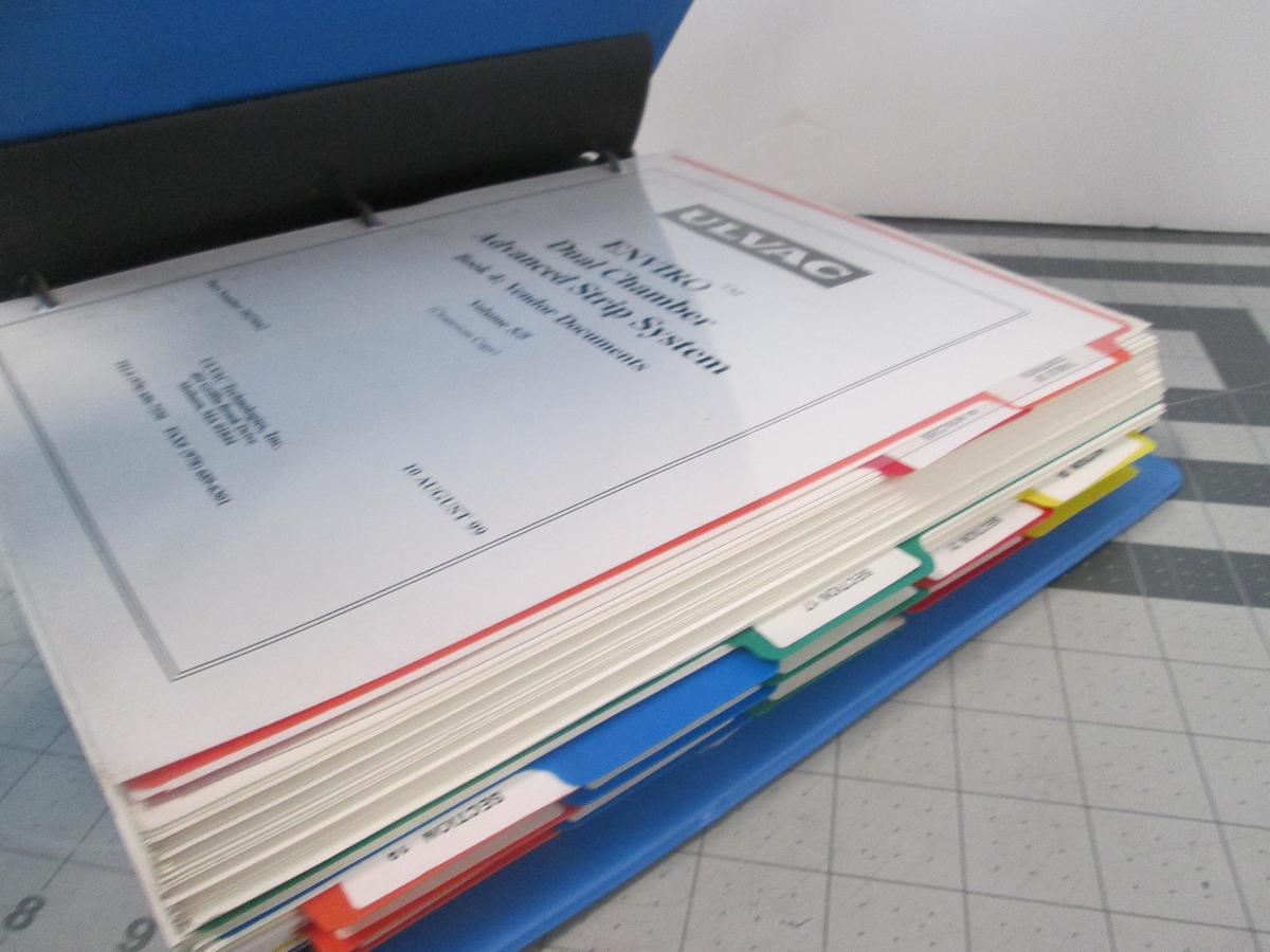 Used Ulvac, ENVIRO Dual Chamber Advanced Strip System, Book 4 Vendor Documents, Volume 5/5, Used