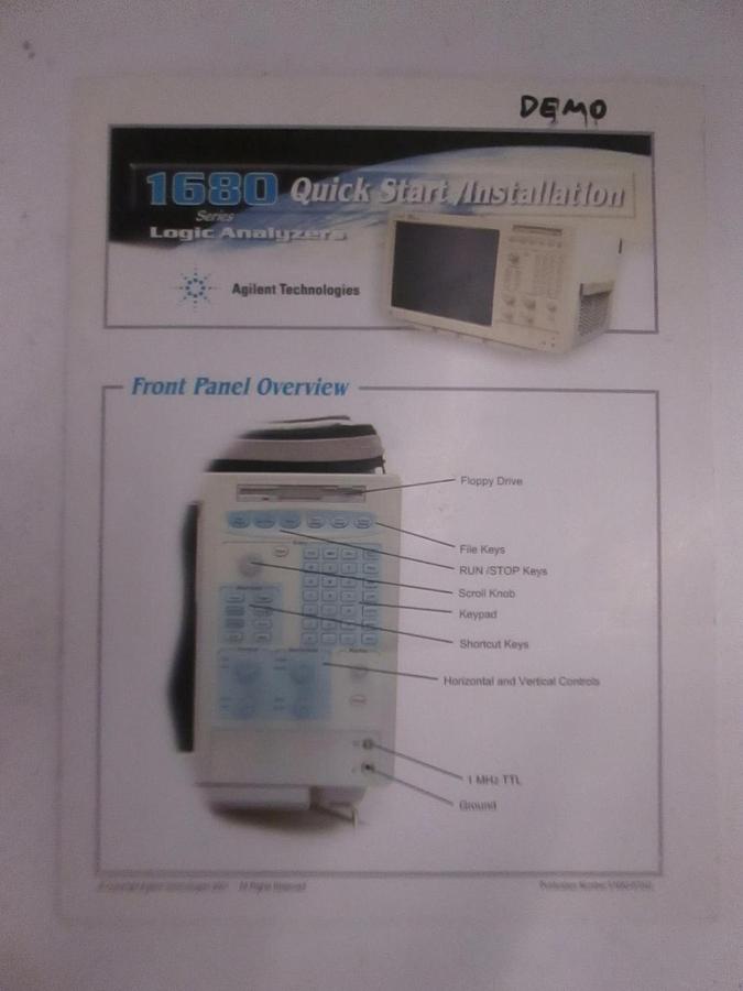 Used Agilent Tech Quick Start/ Installation Guide for Series 1680, Used