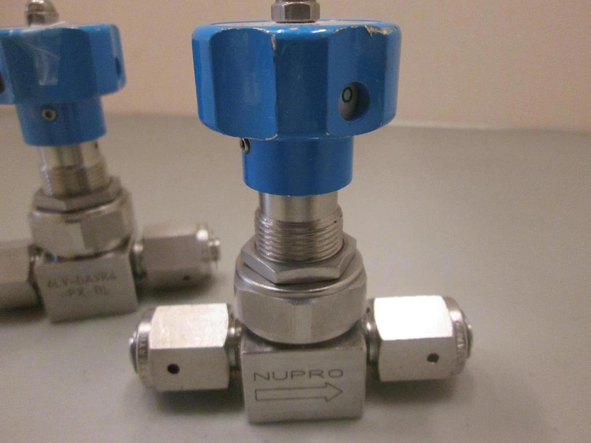 Used Nupro 6LV-DAVR4-PX Manual Valve, 1/4" MVCR/MVCR, Used, Lot of 2