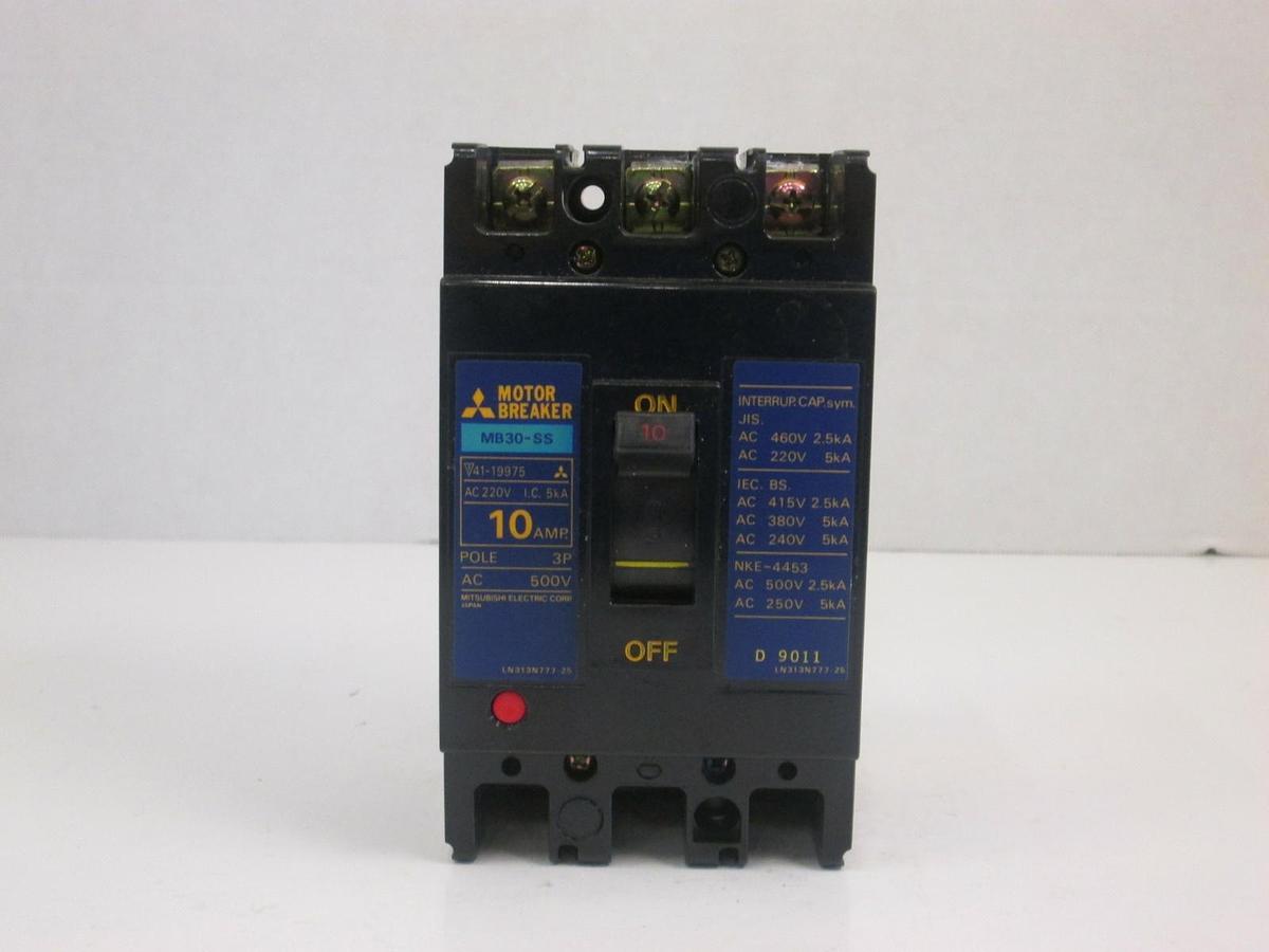 Used Mitsubishi Motor Breaker MB30-SS 10A, 3 Pole, 500V Used