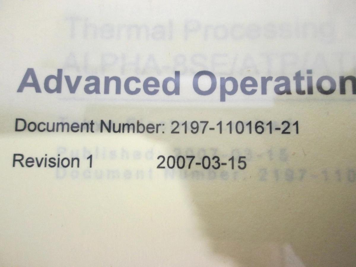 Used TEL Tokyo Electron, ALPHA-8SE/ATP/ATPf, Advanced Operations Manual, Recipe, New