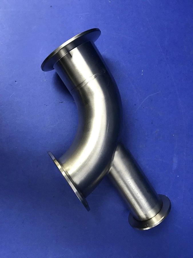 SS Vacuum Tube 90° Elbow 4.5" x 3", NW50 Flanges & NW40 Port, LOT of 2 New