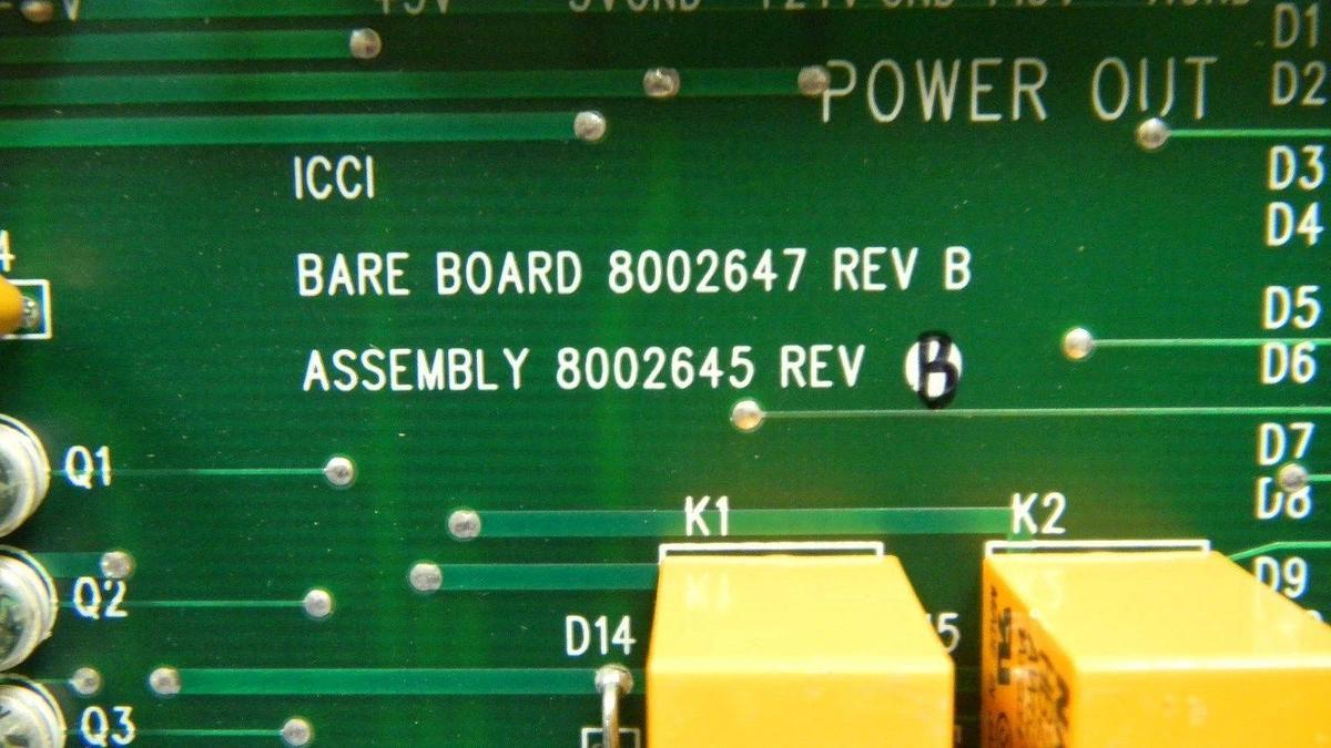 Used ICCI Card Cage, 8002565 Rev D, 8001405 Rev C, 8002555 Rev 3, 8002645 Rev B