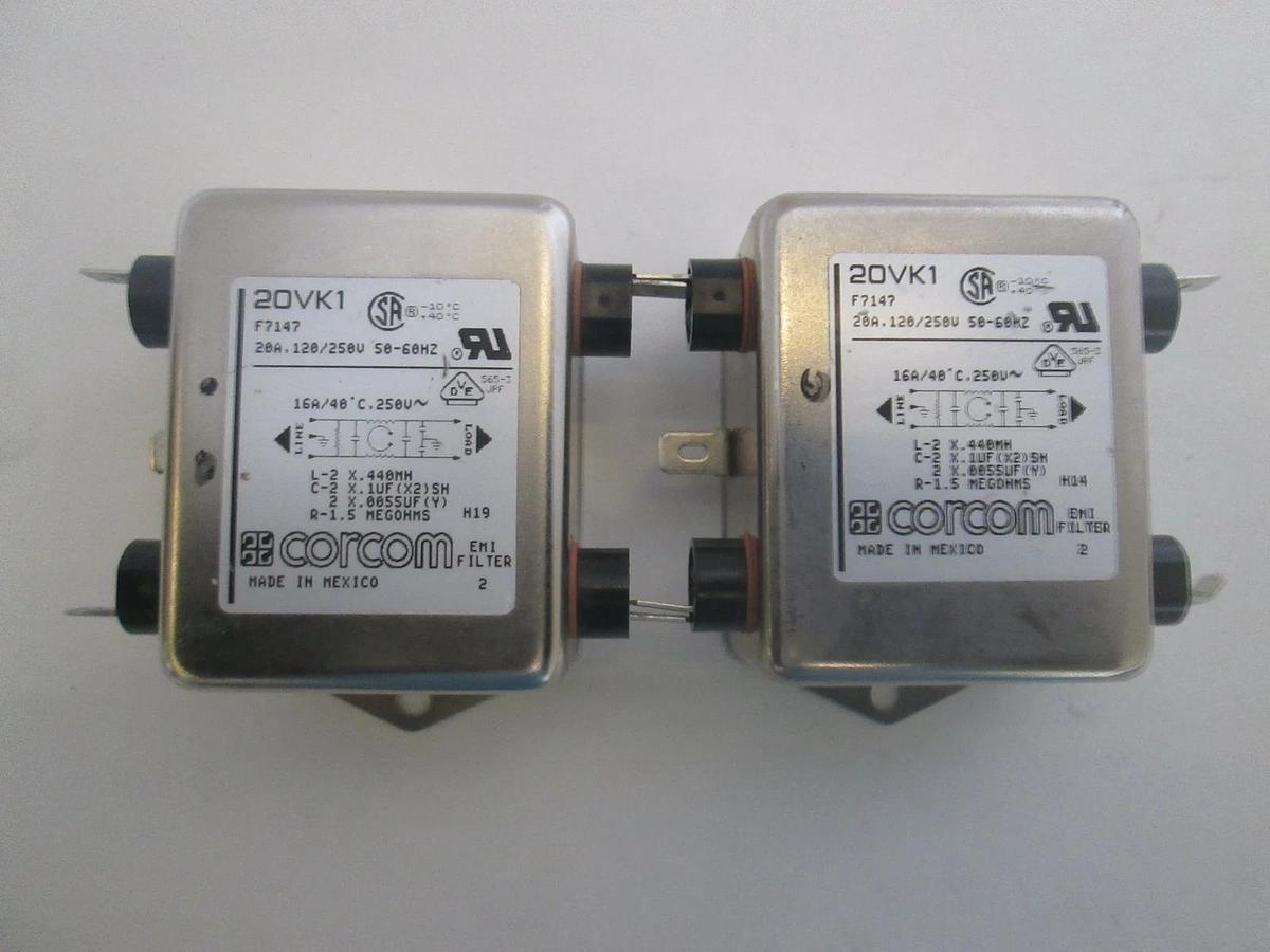 Used Corcom, 20VK1, Power Line Filter, Used, Lot of 2
