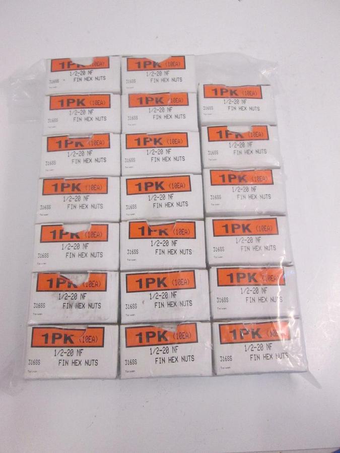 Used 1/2-20 fine thread hex nuts McMaster 316SS, 1/2-20 NF, Lot of 100