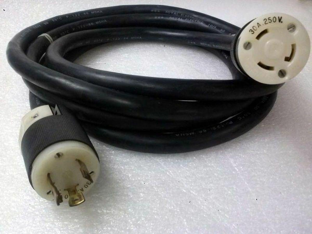 Used Royal Electric P12266 Cable with Male/Female Hubbell 23IA Twist Lock, 12ft, Used