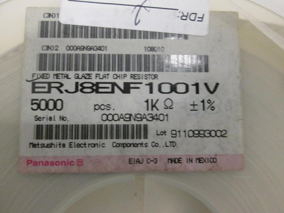 Panasonic, Fixed Metal Glaze Flat Chip Resistor, ERJ8ENF1001V, New, Lot of 4500