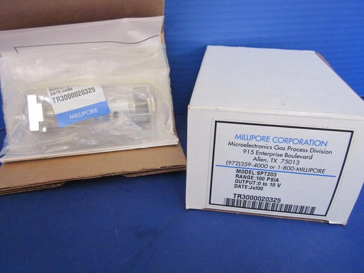 Used Millipore SPT203 Pressure Transducer 100 PSIA 0-10V, TR3000020325, NEW in BOX