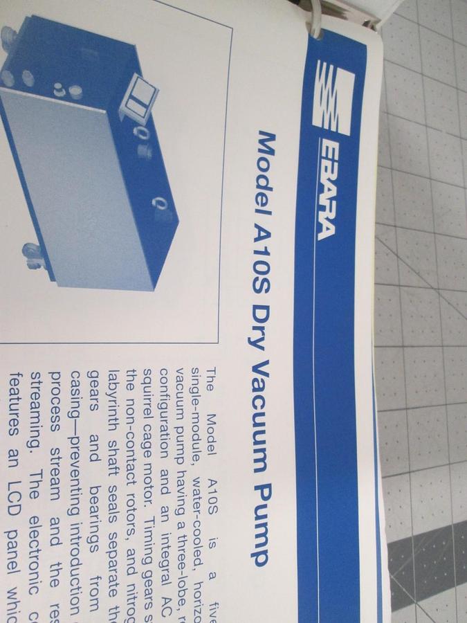 Used Ebara, Model A10S, Dry Vacuum Pump Manual, Used