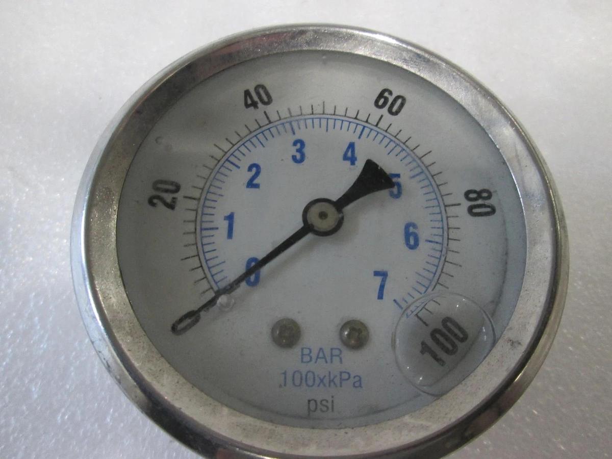 Used 0-100PSI Gauge, KC-L10, 1/4" Bottom Mount, Used