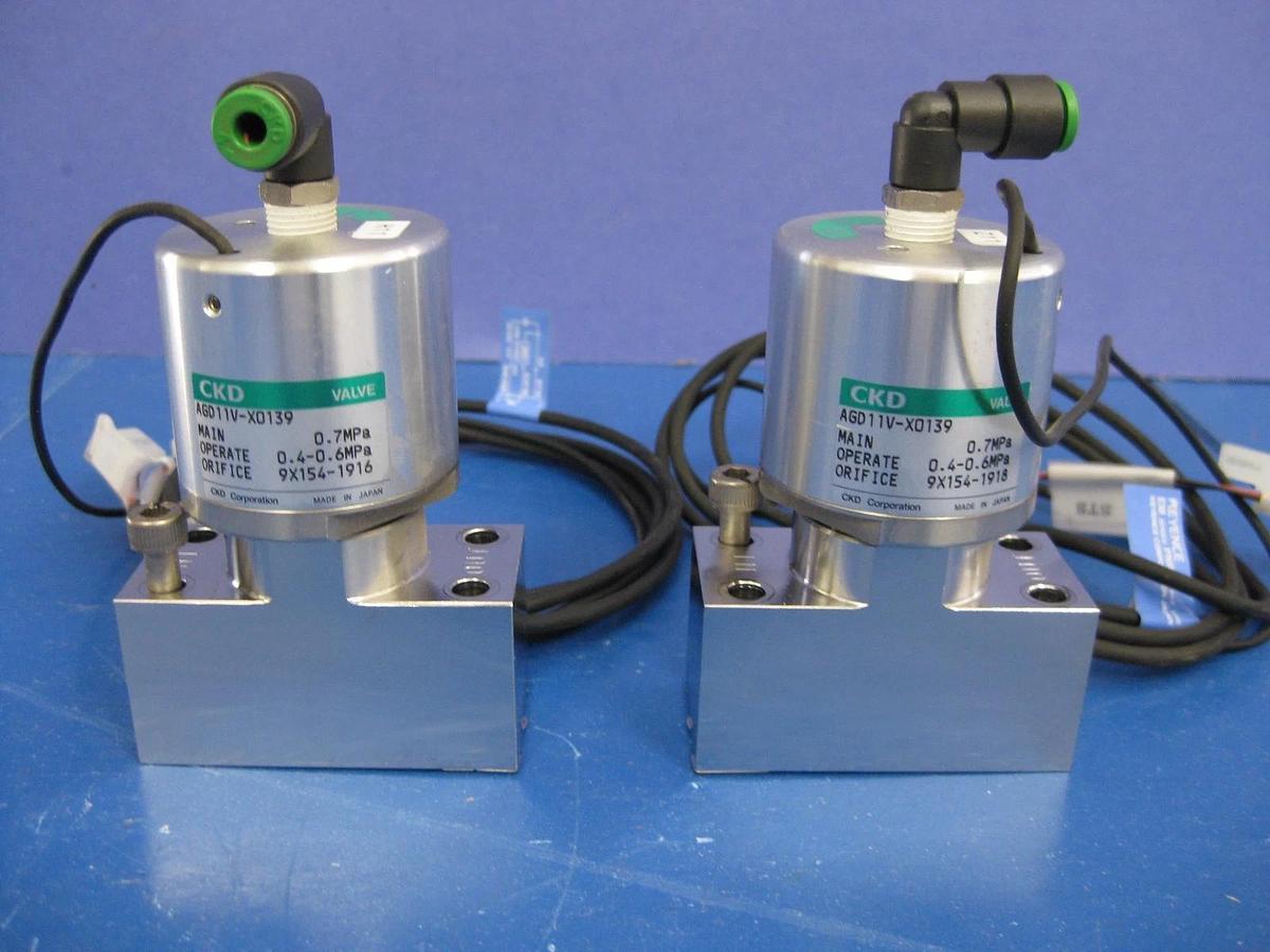 Used CKD AGD11V-X039 Block Valve with Keyence EM-030P Proximity Switch N.C. Lot of 2
