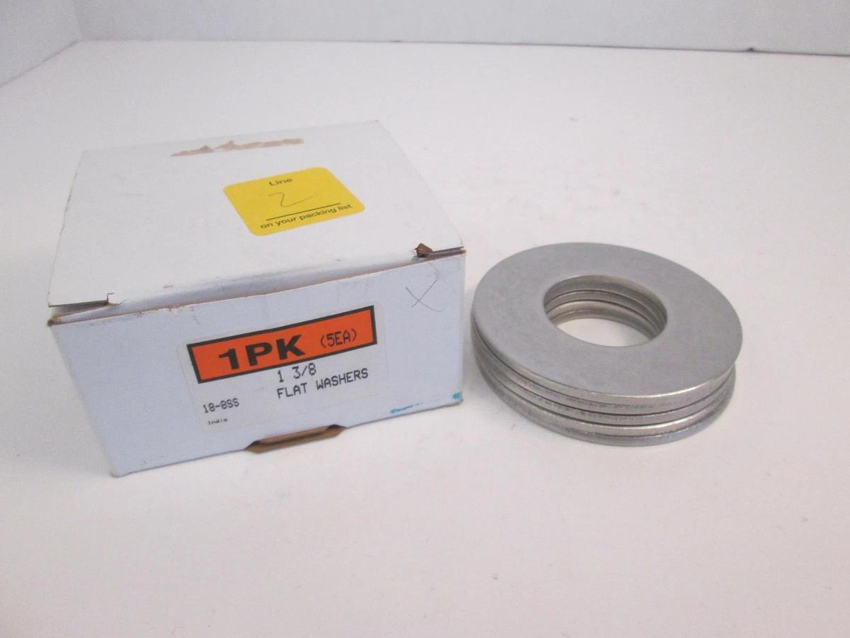Used McMaster 18-8SS Flat Washers, 1 3/8, Lot of 5