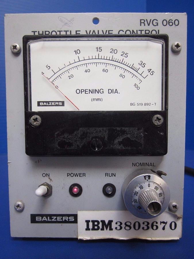 Used Balzers RVG 060 Throttle Valve Control BGM 46, Used