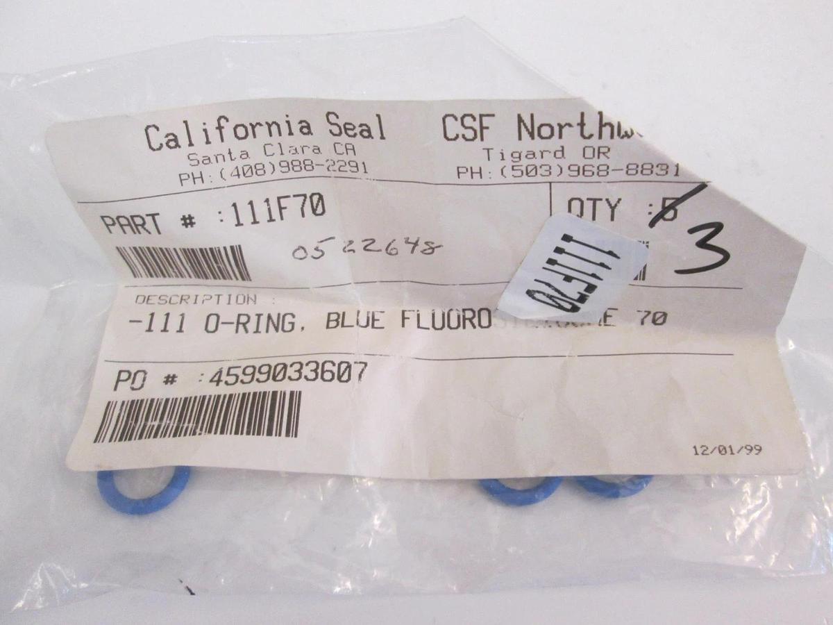 Used California Seal, 111F70, Blue Fluorosilicone -111, O-Ring Lot of 3
