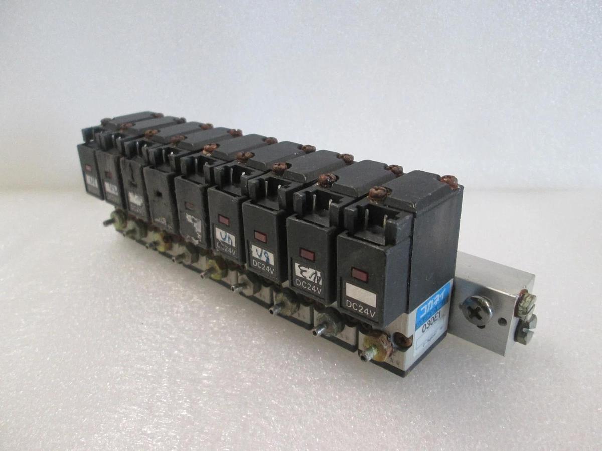 Used Koganei, 030E1, Solenoid Valve Block Assy, w/ YM10T Block, 9 Valve, Used