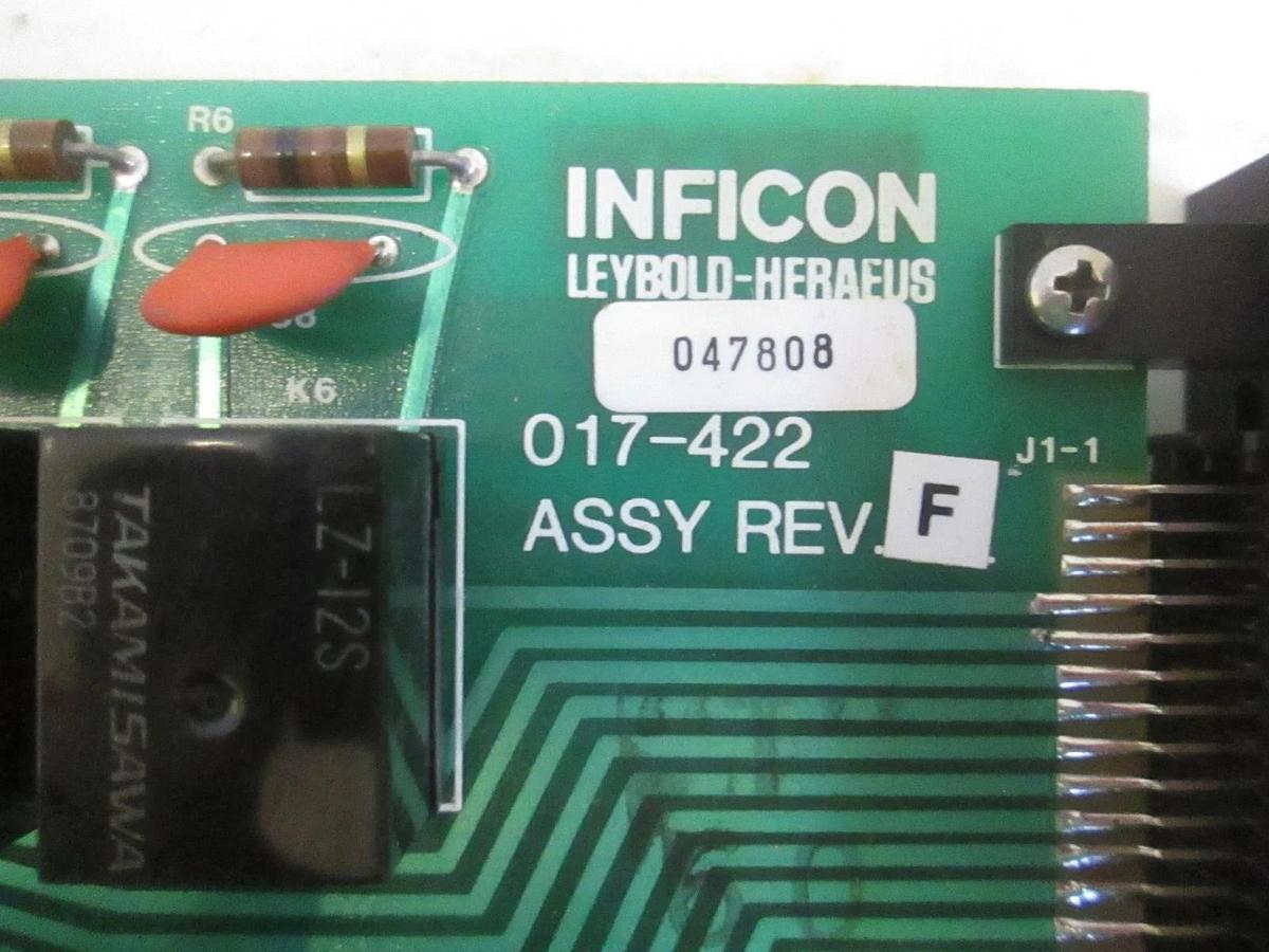 Used Inficon Leybold-Heraeus, 017-422 Interface I/O Input Output Relay Board, Used