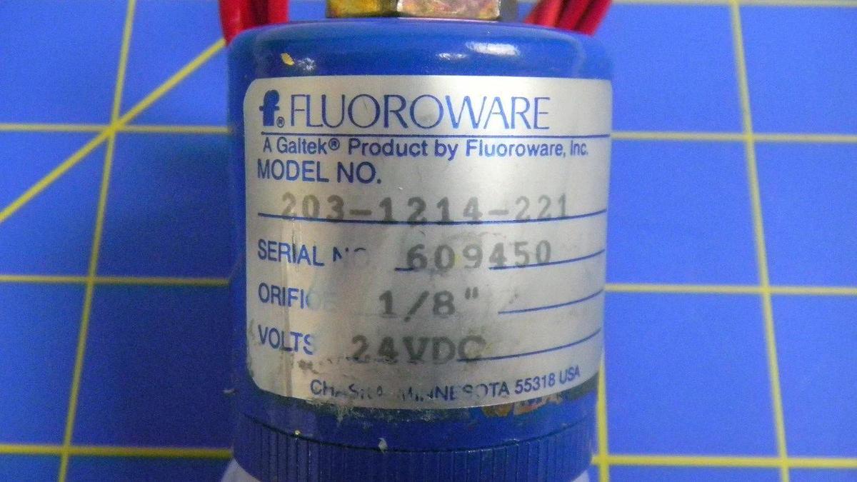 Fluoroware, Galtek, 203-1214-221 Valve, 24VDC, 1/8" Orifice, NWOB