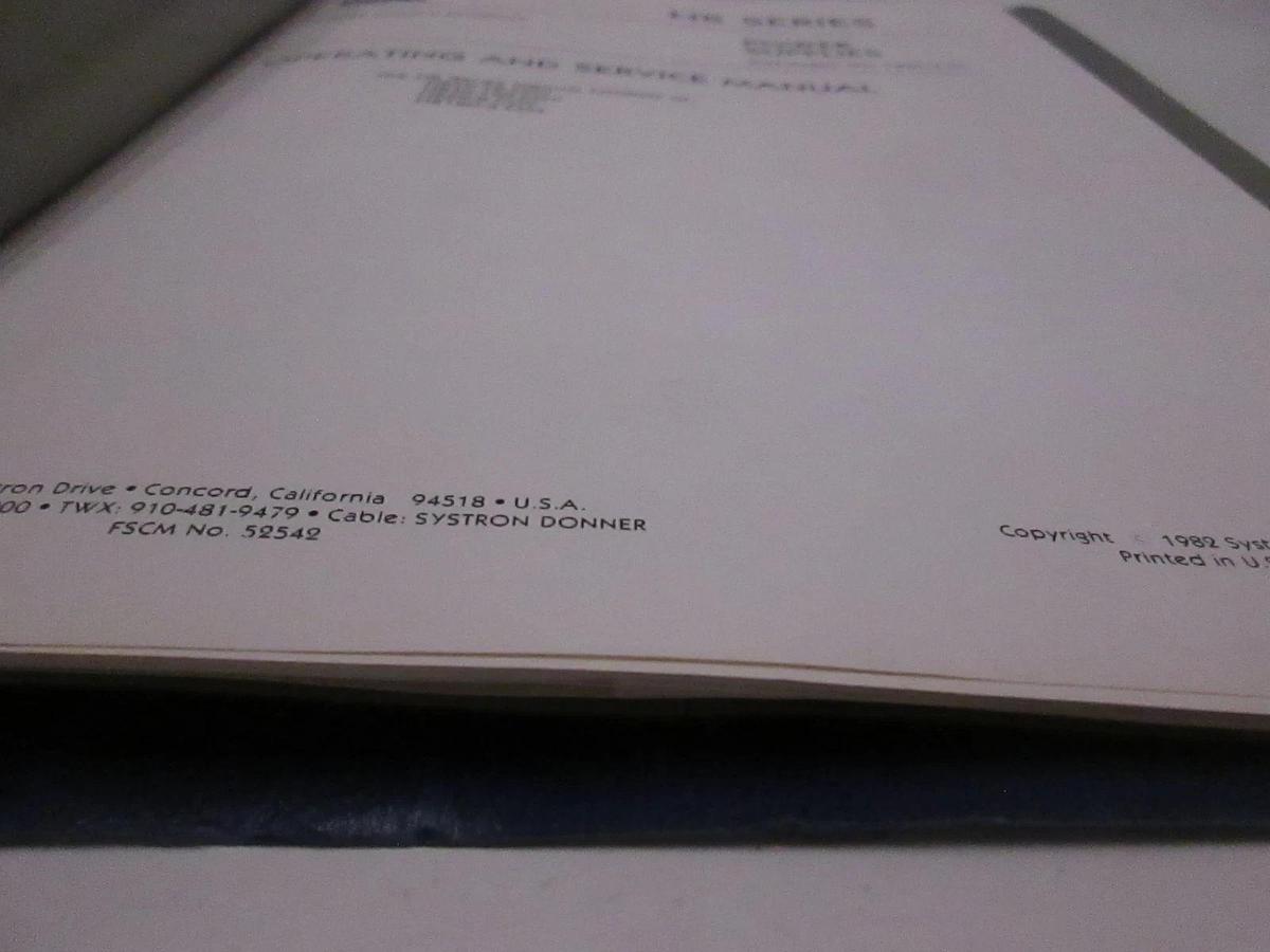 Used Systron Donner HR Series Power Supplies Operating and Service Manual, Used