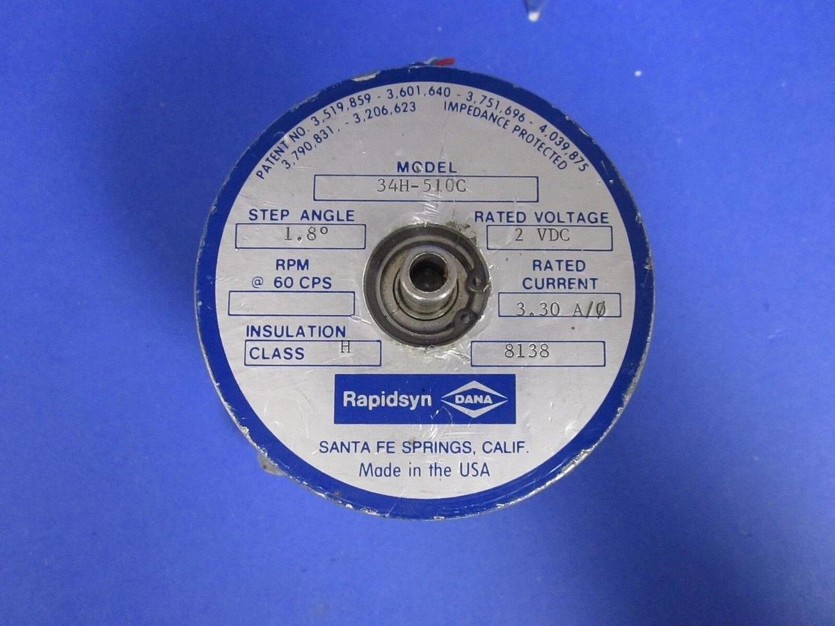 Used RapidSyn Step Stepper Motor 34H-510C  - 1.8 Degree Step Angle, 2 VDC. 3.3A