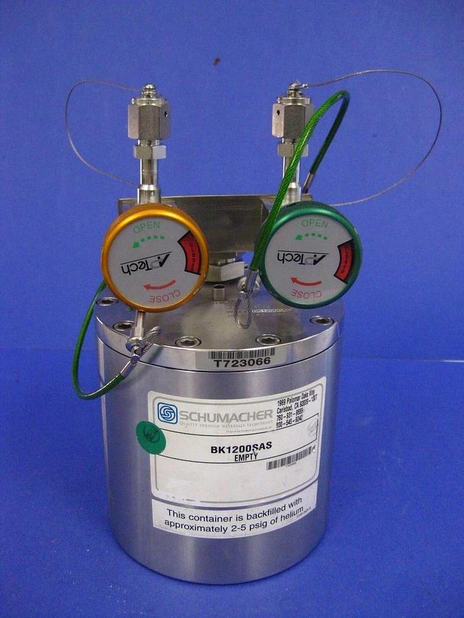Used SCHUMACHER BK1200SAS Source Container - Helium
