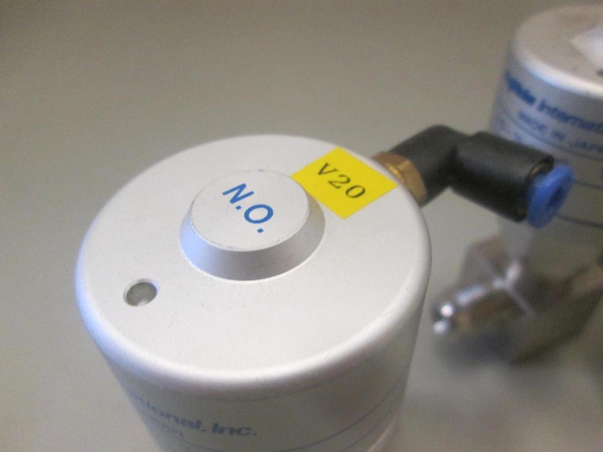 Used Fujikin, 3.5-7kgf, N.O. Pneumatic Valve, 1/4" MVCR, Used, Lot of 3