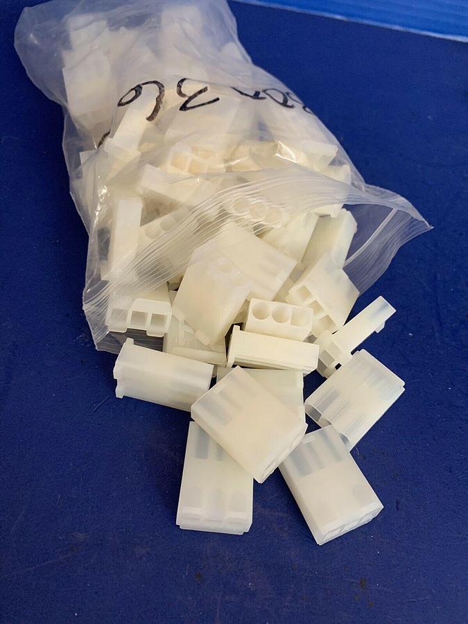 Used 3 Position Rectangular Housing, Plug Connector, Nylon, Lot of 65+