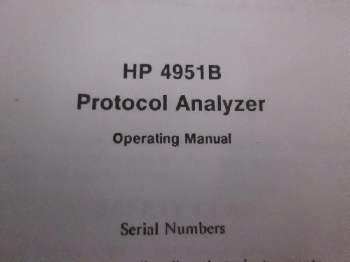 Used HP 4951B Protocol Analyzer Operating Manual, Used