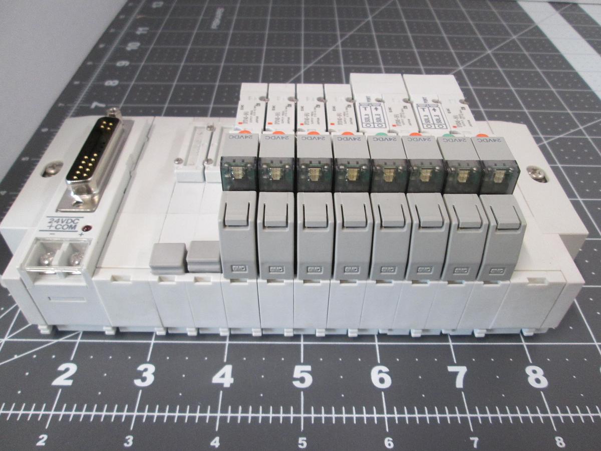 Used SMC, SS5Y3-45FU-10B-N3, SY3000 Pneumatic Solenoid Valve3 Manifold D-Sub