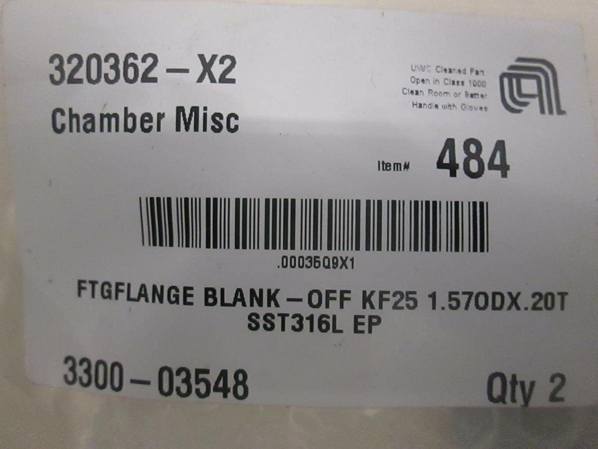 AMAT, FTG Flange Blank- OFF KF25 1.570DX.20T, 3300-03548, New, Lot of 2