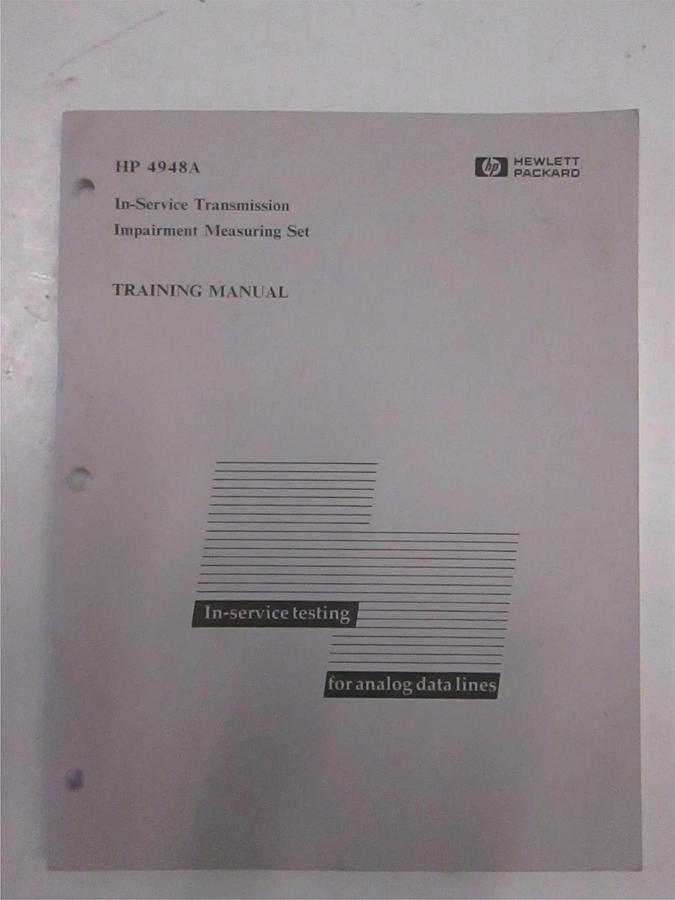 Used HP 4948A In-Service Transmission Impairment Measuring Set Training Manual, Used