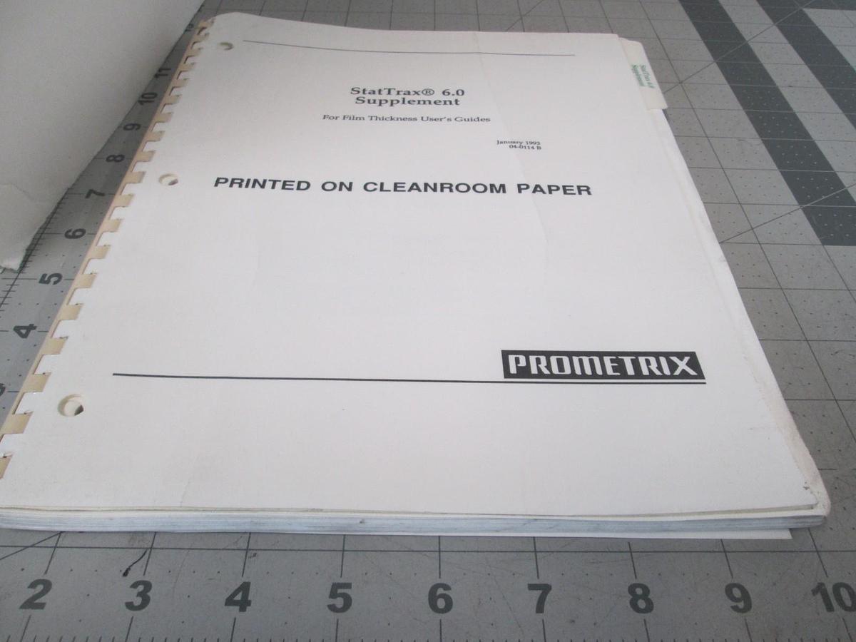 Used Tencor, Prometrix, StatTrax 6.0, Supplement for Film Thickness User Guide, Used