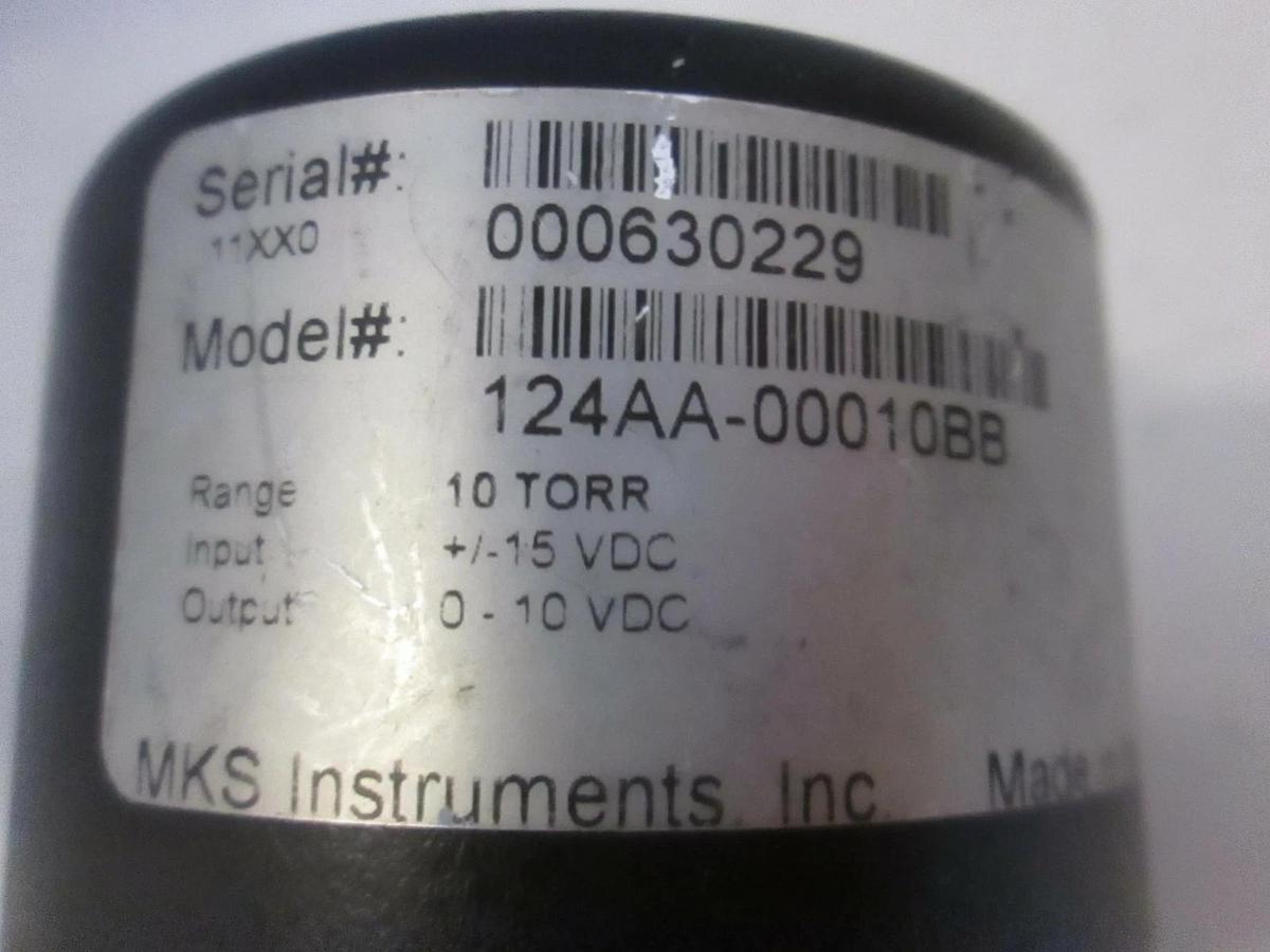 Used MKS Baratron 124AA-00010BB, 10 TORR Type 124 Pressure Transducer, Used