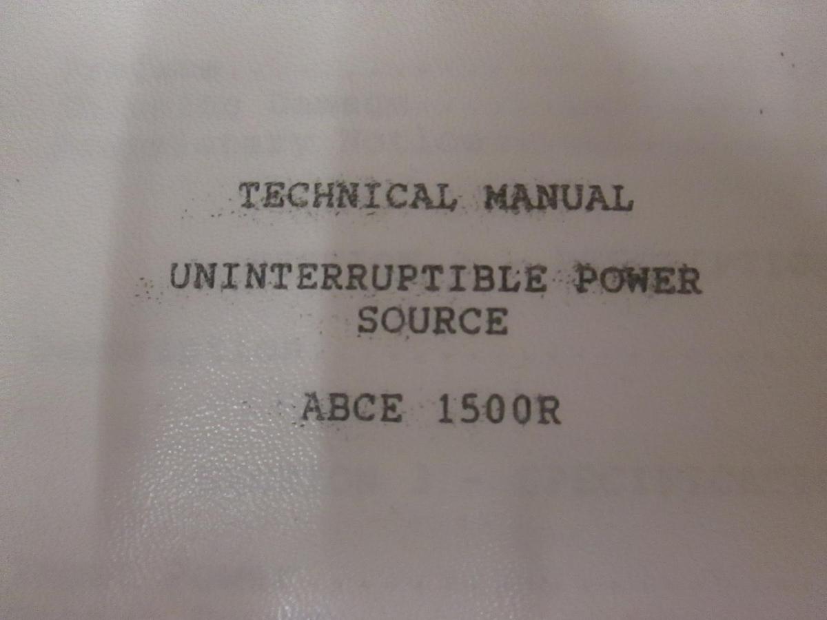 Used Technical Manual For Uninterruptible Power Source, ABCE 1500R, Used