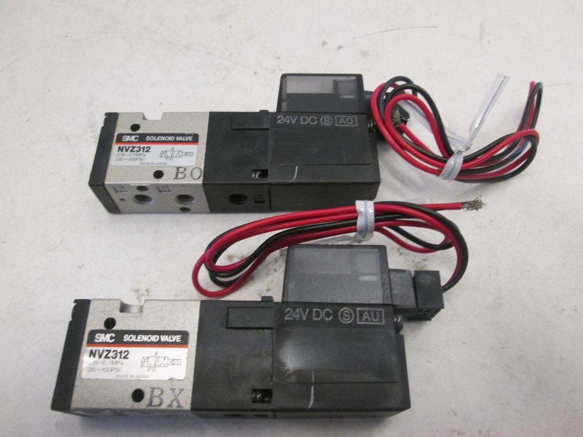 Used SMC, Solenoid Valve, NVZ312, 20-100PSI, .15-.7MPa, Used, Lot of 2