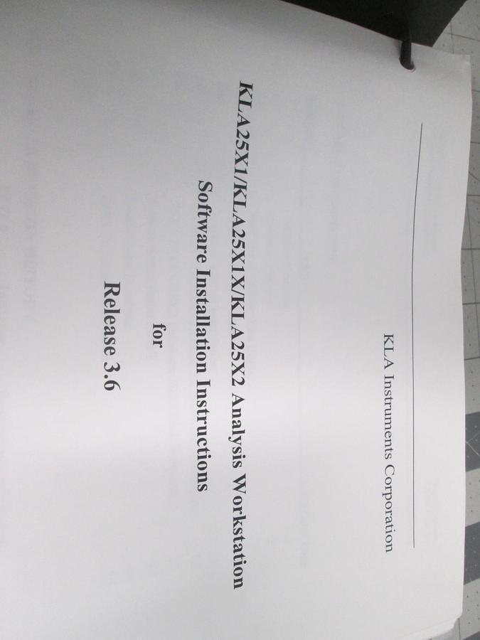 Used KLA, 25X1 Analysis Workstation, Software Installation Instruction for 3.6 , Used