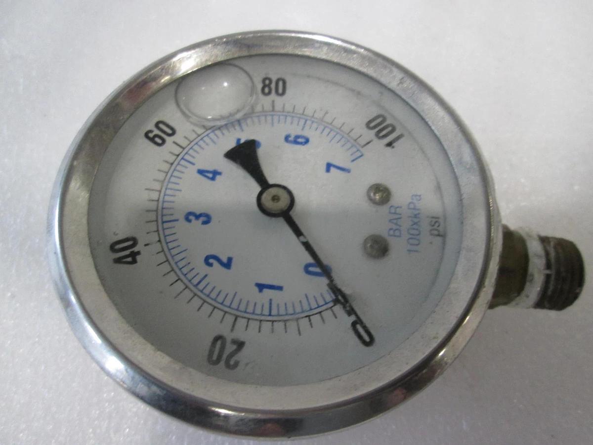 Used 0-100PSI Gauge, KC-L10, 1/4" Bottom Mount, Used