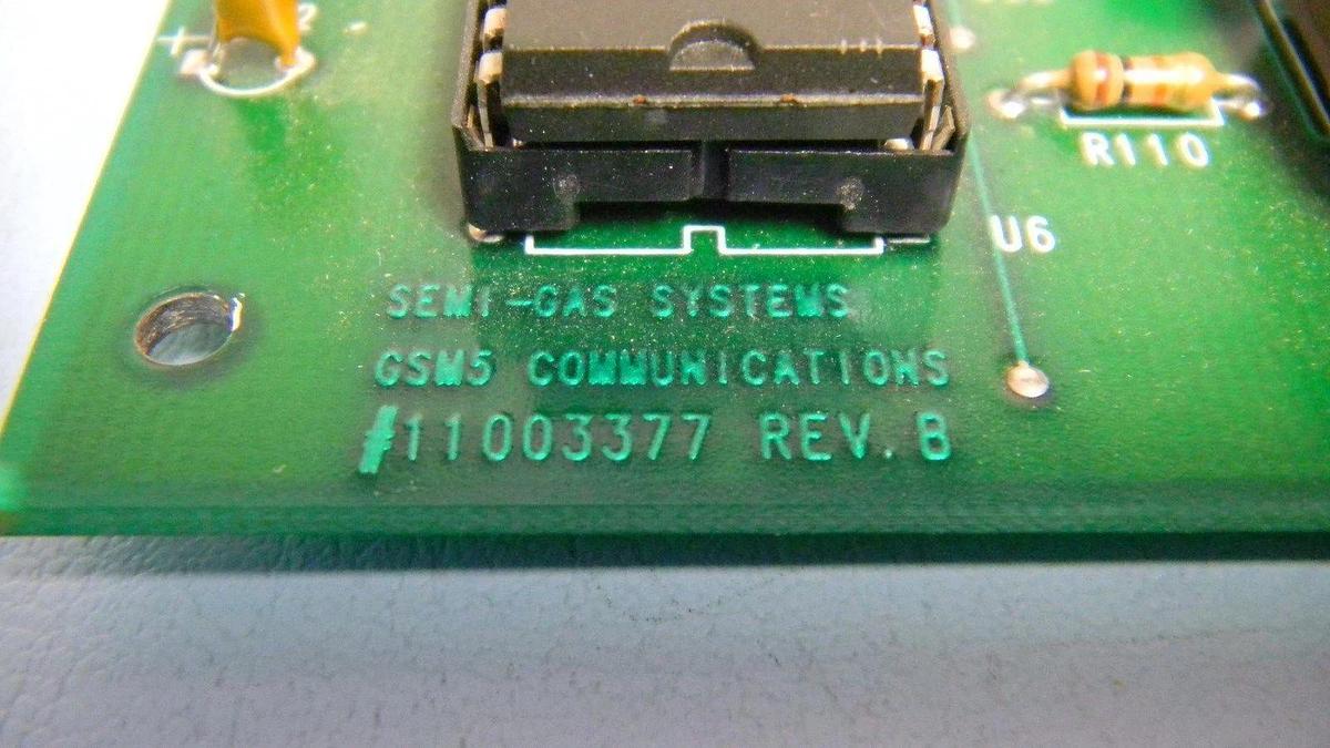Used Semi Gas Systems 11003377 Rev B, GSM5 Communications, PCB, Working When Removed