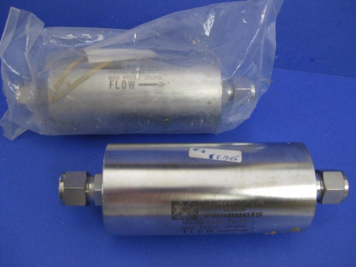 Used Matheson Inline Gas Filter 6134-T8FF, 1/2" Tube Fitting, 250 psig, Lot of 2