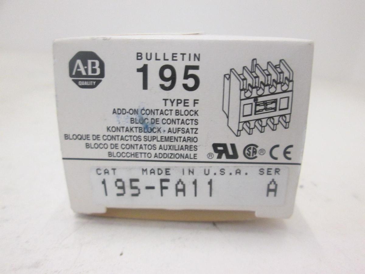 Allen Bradley, 195-FA11, AUXILLARY CONTACTOR, 40AMP, New