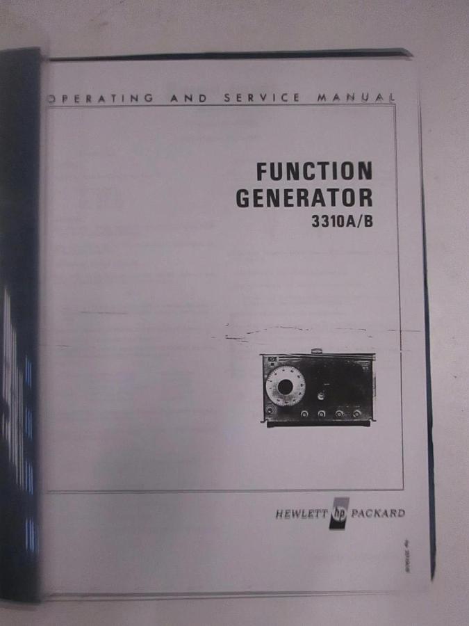 Used HP 3310A/B Function Generator, Operating and Service Manual, Used
