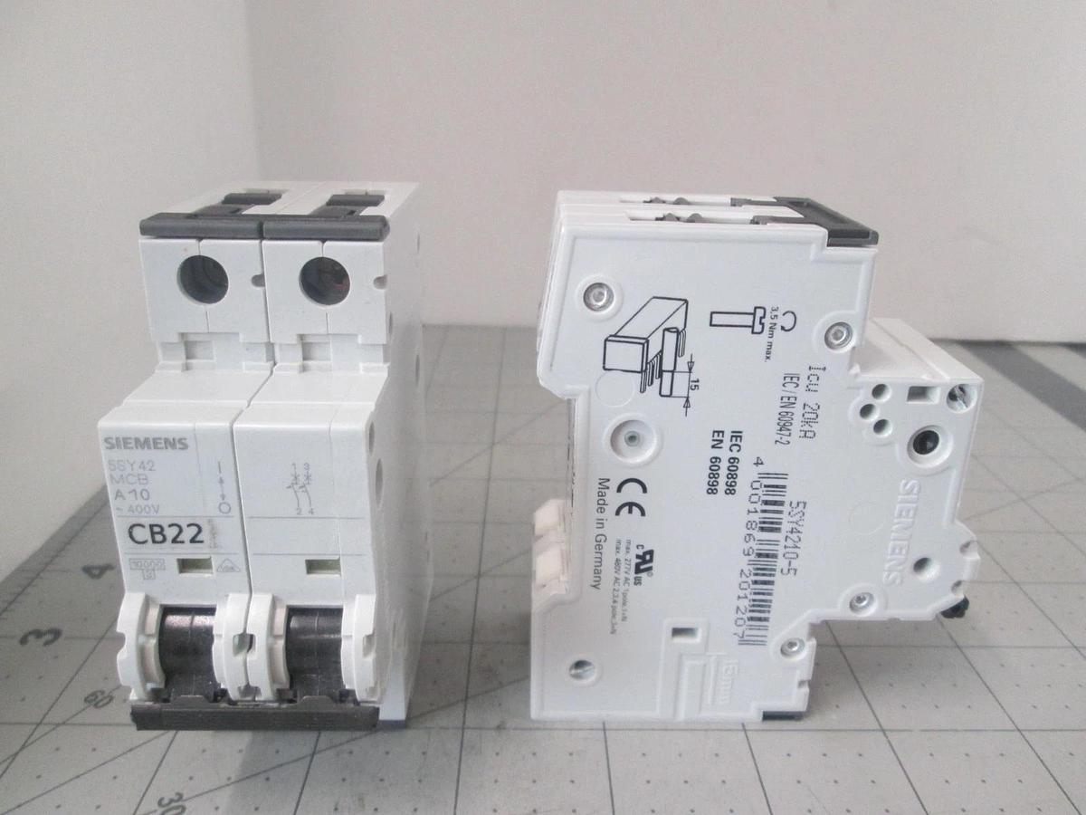 Siemens, 5SY42 MCB, Circuit Breaker, 2 Pole, Used, Lot of 2