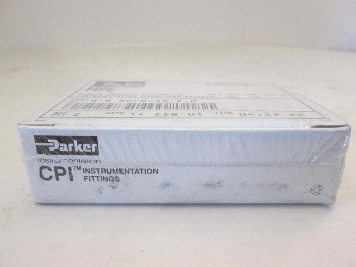 Parker, 8-8 MHLN-SS, Male Hex Long Nipple Fitting Box of 2, New, Original