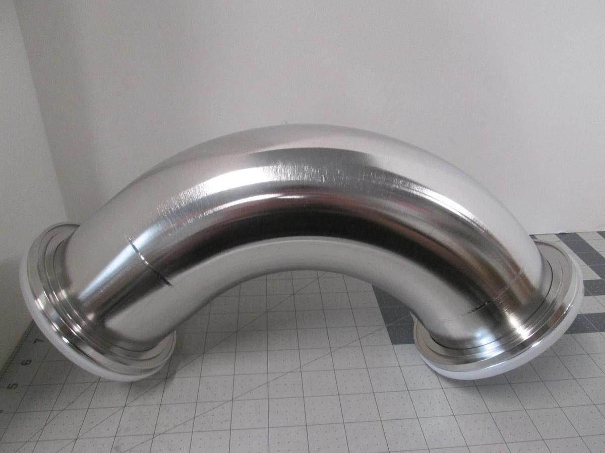 Vacuum Elbow, 4" Foreline, SS, 90 DEG Angle, Approx. 7-1/4", New