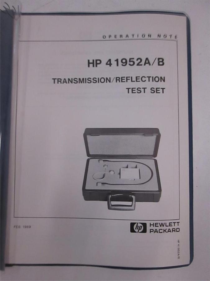 Used HP 41952A/B Transmission/ Reflection Test Set Operating Note, Used