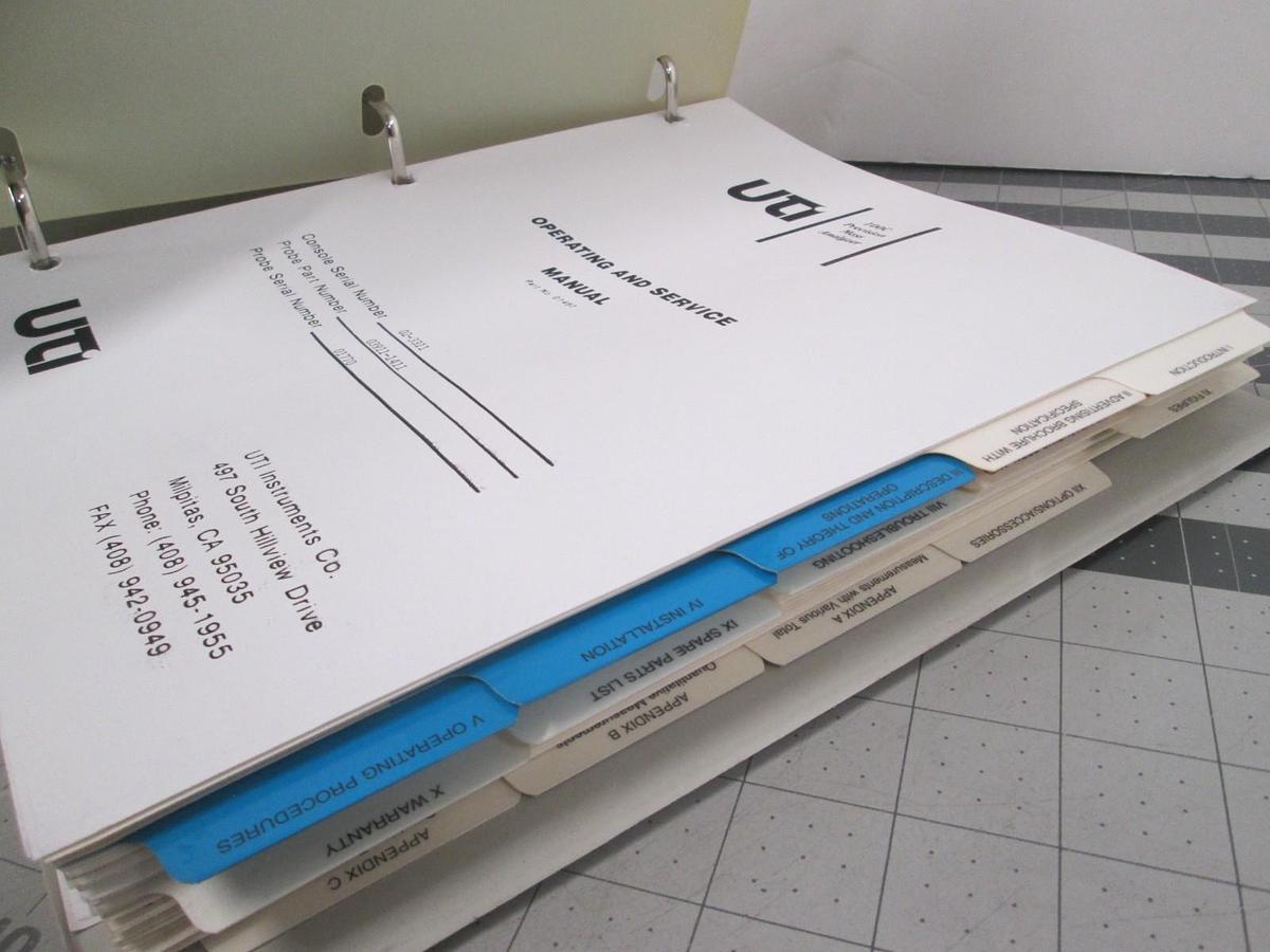 Used UTI, Model 100C Precision Mass Analyzer, Operating and Service Manual, Used