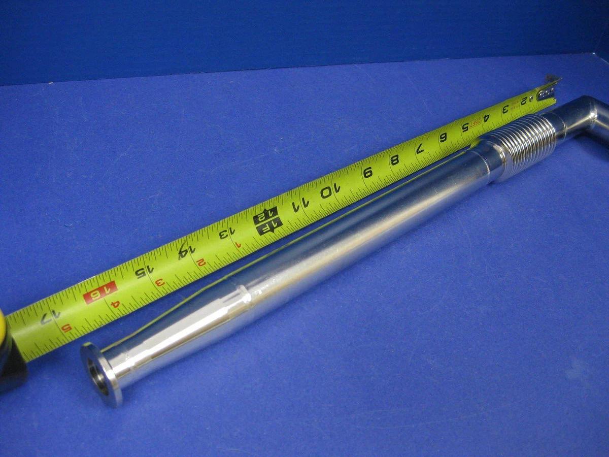 Vacuum Tube Weldment, NW20 Miltered Elbow x Conical NW16 w/ Bellows Neck, New