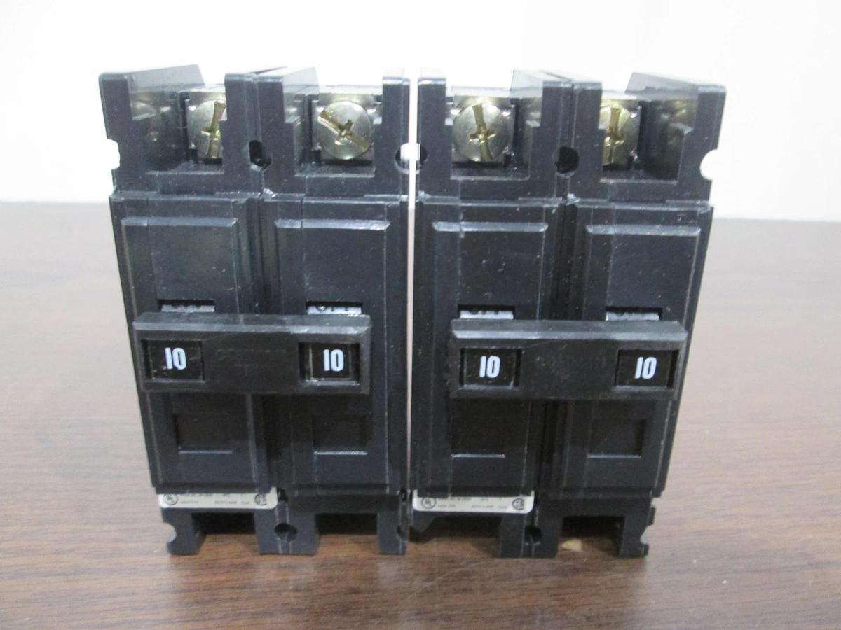Used Cutler Hammer, 10A, 2 Pole Quicklag Circuit Breaker, HACR Type, Used, Lot of 2
