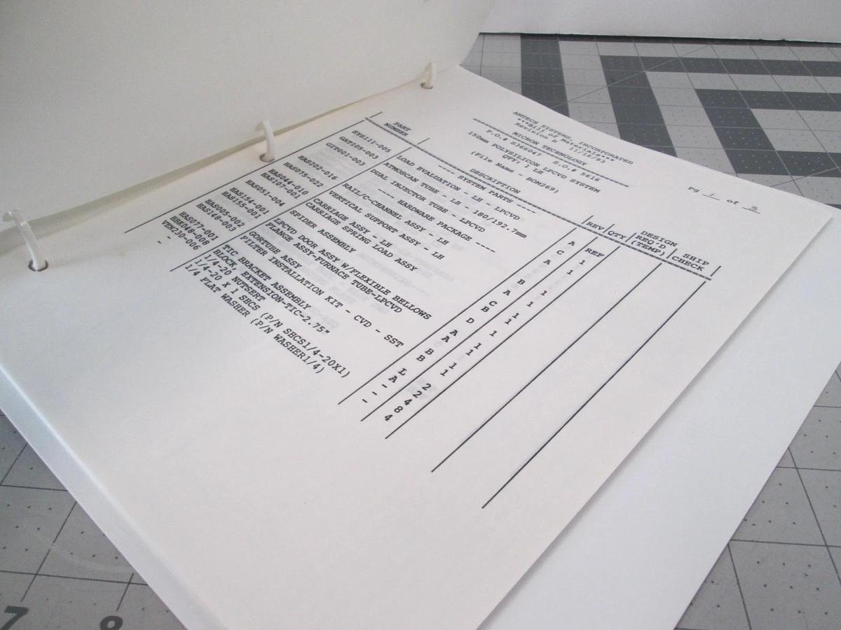 Used Amtech Systems, Micron Technology Drawing Package, 150mm Polysilicon LPCVD, Used