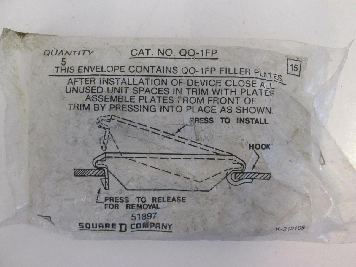 Square D Cat No. QO-1FP Metal Filler Plate, NIP, Lot of 3